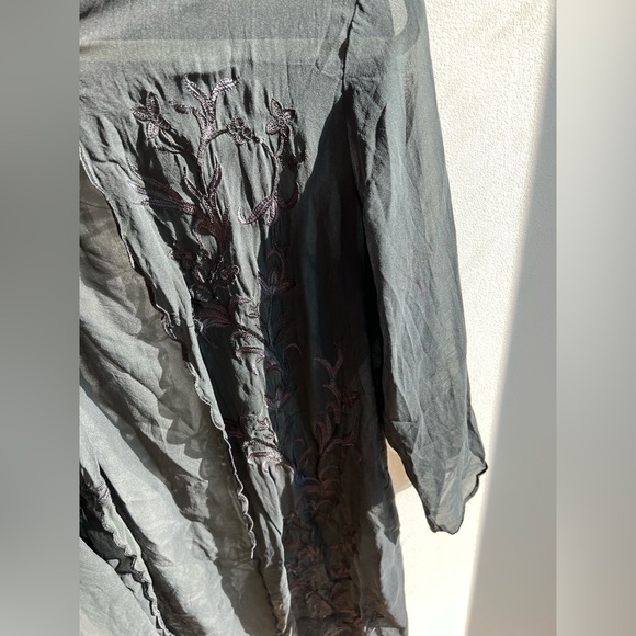 Black Silk Robe - Picture 2 of 5